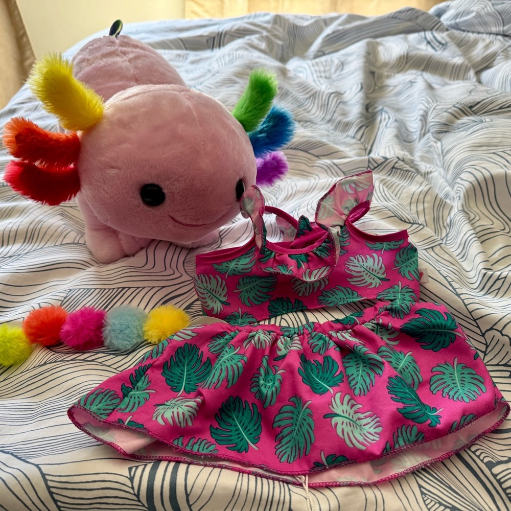 Rainbow Pride Axolotl build a bear with accessories